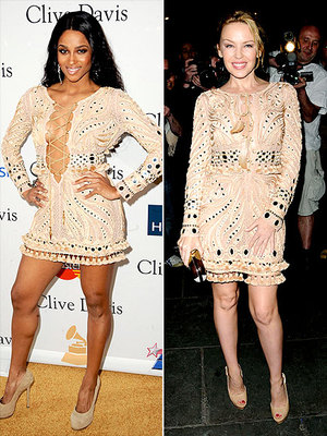 Stejné šaty od značky Emilio Pucci si vybraly Ciara a Kylie Minogue. Stejné šaty od značky Emilio Pucci si vybraly Ciara a Kylie Minogue.