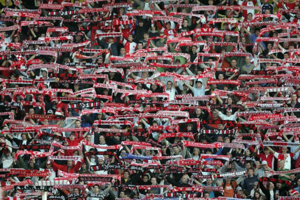 Fanoušci fotbalové Slavie.