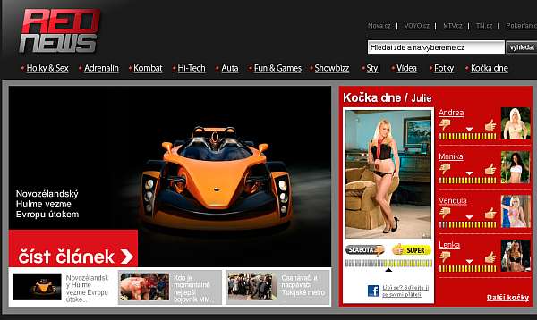 Nový web Novy je určen zejména pro pány.