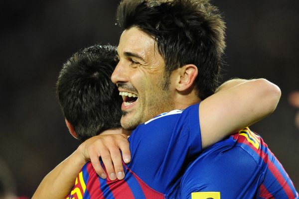 David Villa (vpravo) s Lionelem Messim.