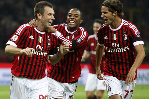 Radost fotbalistů AC Milan.