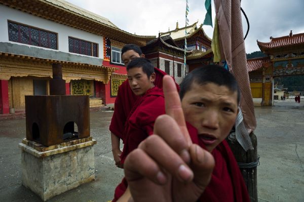 Rozzlobení tibetští buddhističtí mniši.