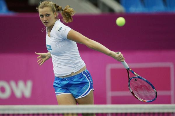 Petra Kvitová si ve středu v Moskvě poprvé zatrénovala.
