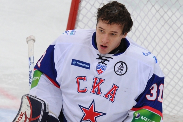 Český hokejový brankář Jakub Štěpánek.