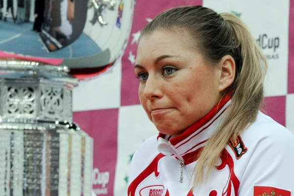 Věra Zvonarevová na tiskové konferenci v Mockvě.