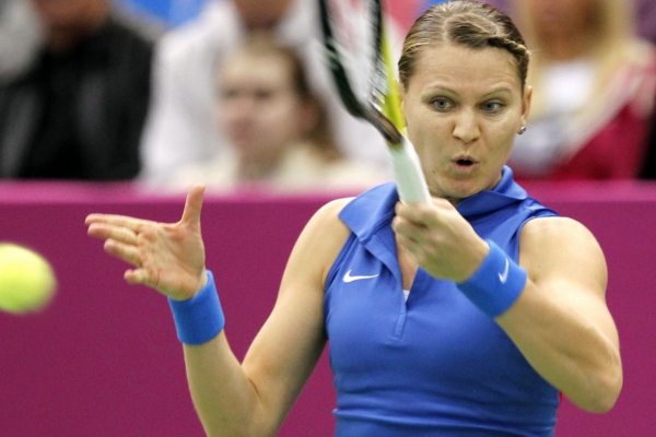 Lucie Šafářová při finále Fed Cupu.