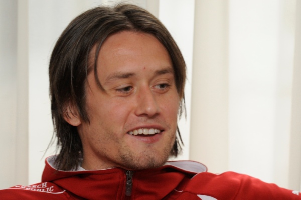 Kapitán české fotbalové reprezentace Tomáš Rosický na úterním setkání s médii.