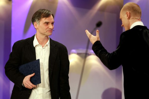 Ivan Trojan s Janem Budařem na předávání posledních Českých lvů.