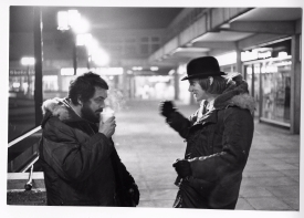 Stanley Kubrick a Malcolm McDowell při natáčení Mechanického pomeranče.