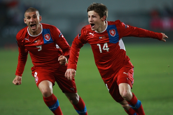 Václav Pilař (vpravo) v dresu české reprezentace.