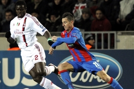 Momentka z utkání Plzeň - AC Milán.