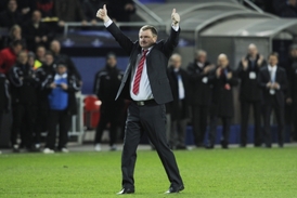Radující se trenér Plzně Pavel Vrba.