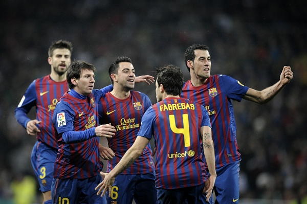 Radost fotbalistů Barcelony. Radost fotbalistů Barcelony.