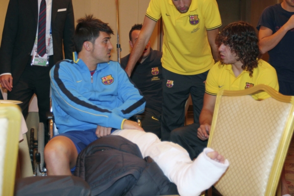 Zraněný fotbalista David Villa.