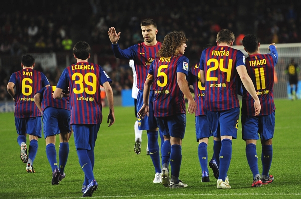 Fotbalisté Barcelony.