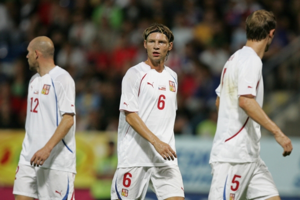 Jan Rajnoch (uprostřed) v dresu české reprezentace.