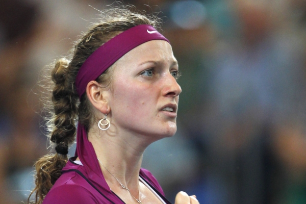 Petra Kvitová v utkání s Caroline Vozniackou.