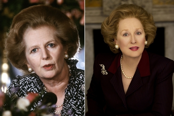 Margaret Thatcherová (vlevo) a její filmová podoba v podání Meryl Streepové. Margaret Thatcherová (vlevo) a její filmová podoba v podání Meryl Streepové.