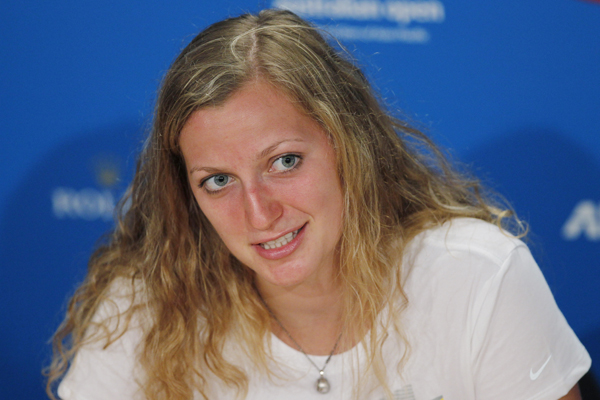 Petra Kvitová na tiskové konferenci v Melbourne.