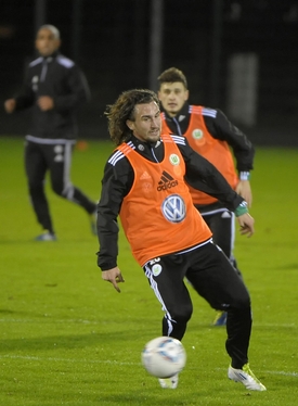 Petr Jiráček na tréninku Wolfsburgu.