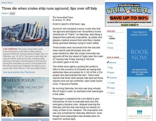 Internetové stránky listu Virginian-Pilot. Internetové stránky listu Virginian-Pilot.