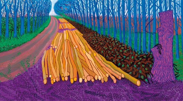 D. Hockney: Zimní dřevo, 2009.
