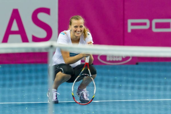 Česká šampionka Petra Kvitová na tréninku ve Stuttgartu.