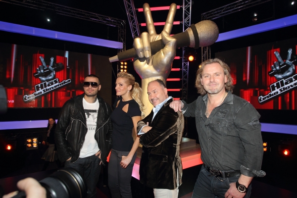 Kouči Hlasu: Michal David, Pepa Vojtek, Dara Rolins a Rytmus.