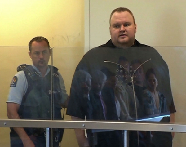 Zakladatel Megauploadu Kim Schmitz u soudu.
