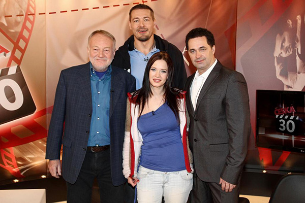 Martin Dejdar coby moderátor pořadu Česká 30 a jeho hosté: Luděk Sobota, Kristýna Leichtová a Petr Jákl.
