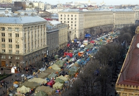 Stanová městečka v Kyjevě se stala symbolem občanského vzdoru.
