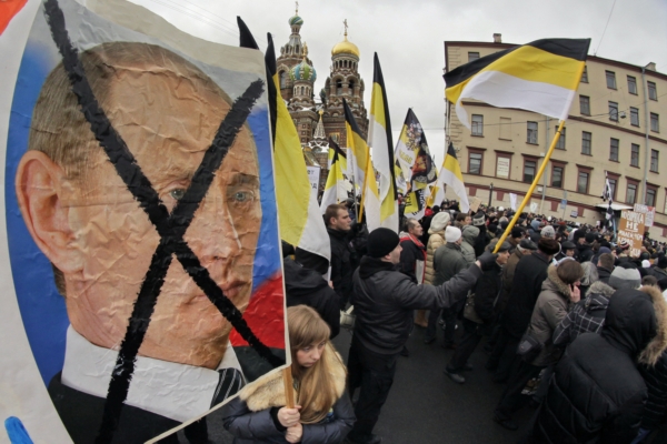 Demonstrace proti Putinovi.
