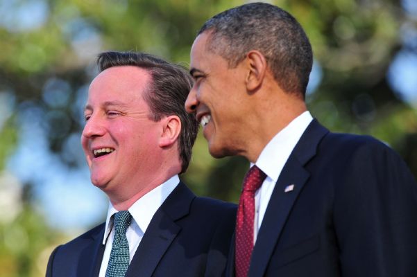 Barack Obama a David Cameron.