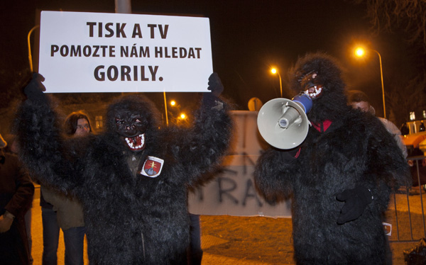 Demonstrace proti korupci ve slovenské politice (tzv. protest proti gorilám), který se odehrál 6. února v Praze.