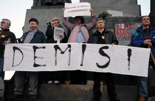Protest proti Nečasově vládě, který v Praze na Václavském náměstí uspořádala takzvaná Holešovská výzva. 