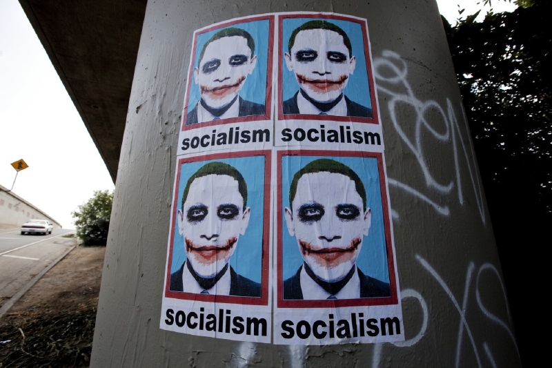 Obama jako batmanovský padouch Joker.