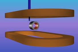 Celkové uspořádání experimentu: dutý válec v magnetickém poli.