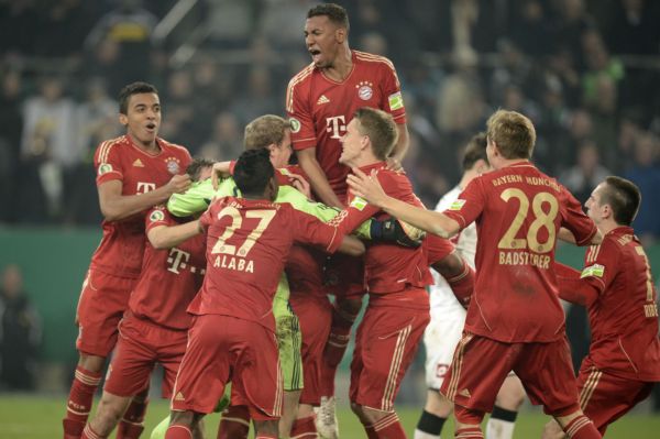 Radost fotbalistů Bayernu Mnichov.