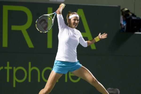 Viktoria Azarenková bojuje v Miami s Marion Bartoliovou. 