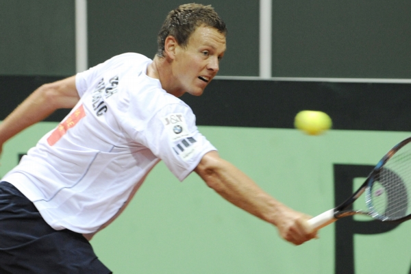 Čeští tenisté si v pondělí poprvé zatrénovali. Na snímku Tomáš Berdych. Čeští tenisté si v pondělí poprvé zatrénovali. Na snímku Tomáš Berdych.