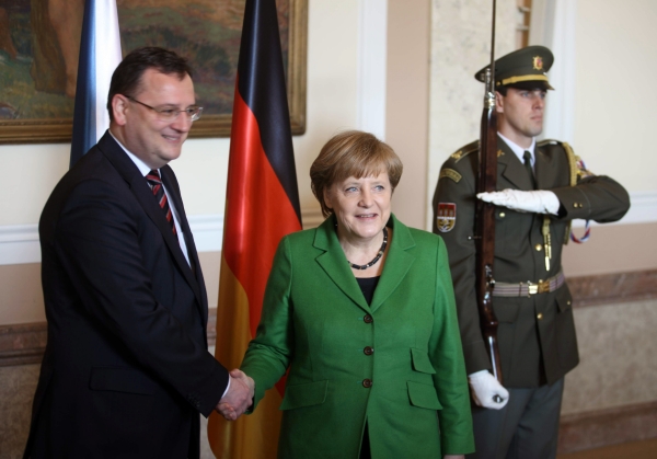 Angela Merkelová a Petr Nečas.