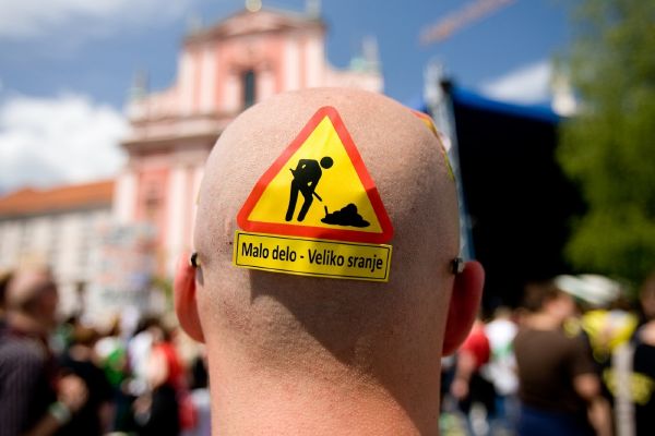 Slovinci protestují proti vládním úsporám (ilustrační foto).