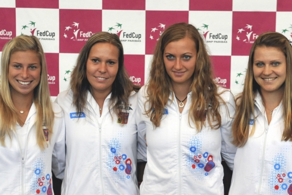Zleva Andrea Hlaváčková, Lucie Hradecká, Petra Kvitová a Lucie Šafářová.