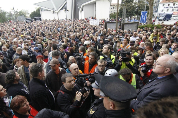 Demonstranti v Břeclavi. Demonstranti v Břeclavi.