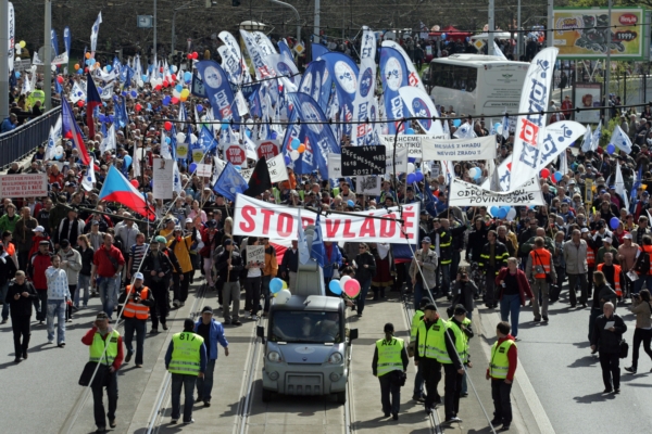 Demonstrace odborářů.