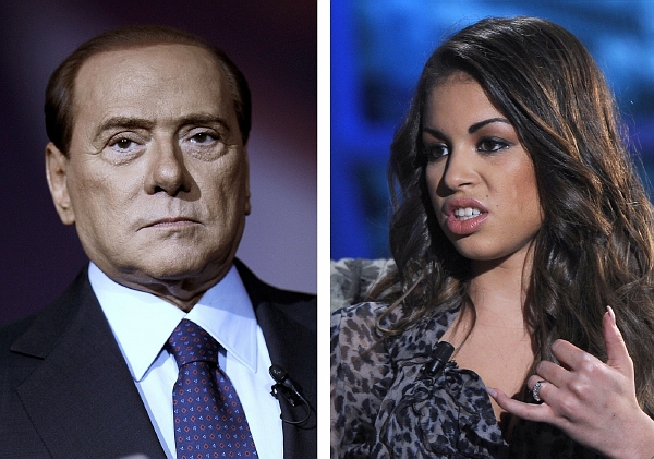 Bývalý italský premiér Silvio Berlusconi a marocká tanečnice Karima Mahrúgová, známá pod uměleckým jménem Ruby.