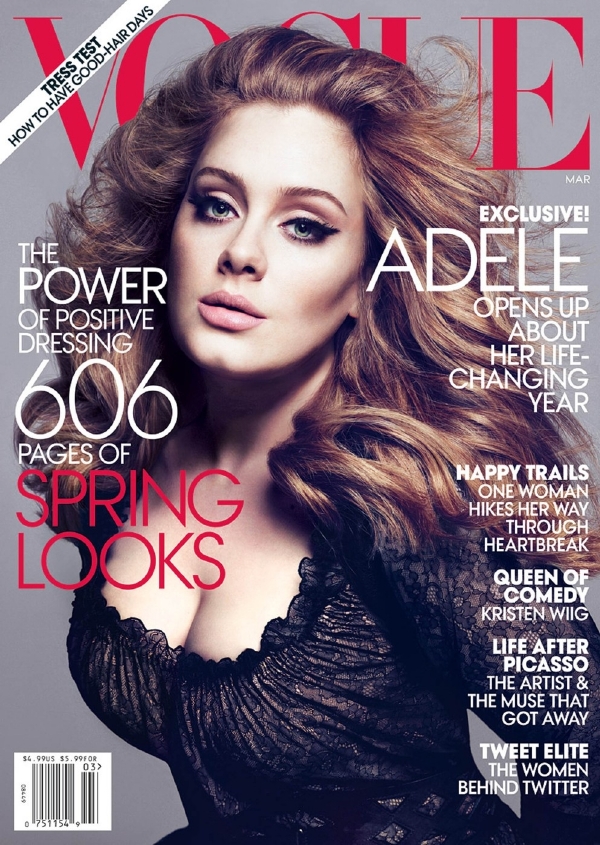 Zpěvačka Adele na titulní stránce časopisu Vogue. Zpěvačka Adele na titulní stránce časopisu Vogue.