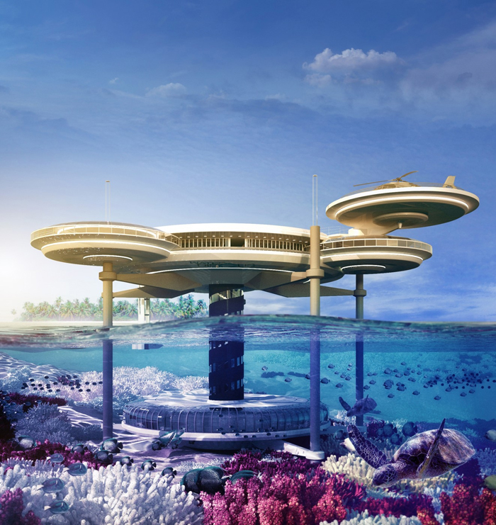 Hotel bude vytvořen z několika disků ve stylu sci-fi. Většina jich bude nad hladinou, jeden i pod ní.