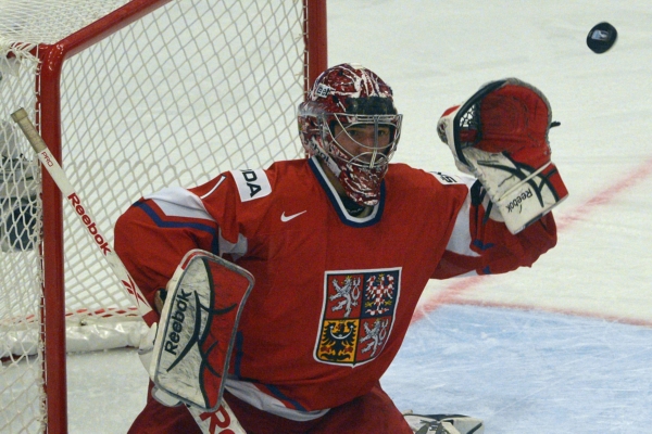 Brankář Jakub Kovář.