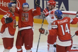 Tomáš Plekanec se spoluhráči.